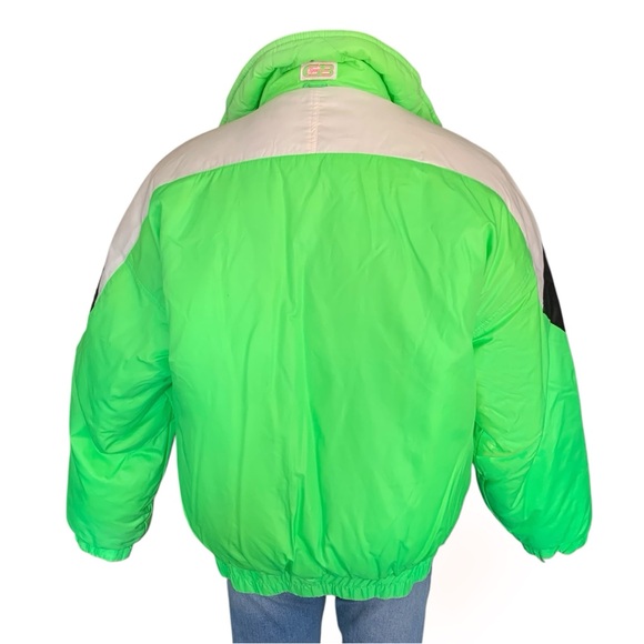 v i n t a g e :: Vibrant Neon Green Quilted Puffer Ski Winter Jacket - Picture 13 of 16